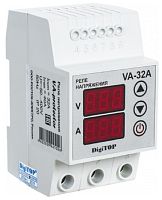 Реле напряжения и тока однофазное цифровое на DIN-рейку DigiTOP VA-32А 32А 50-400В картинка